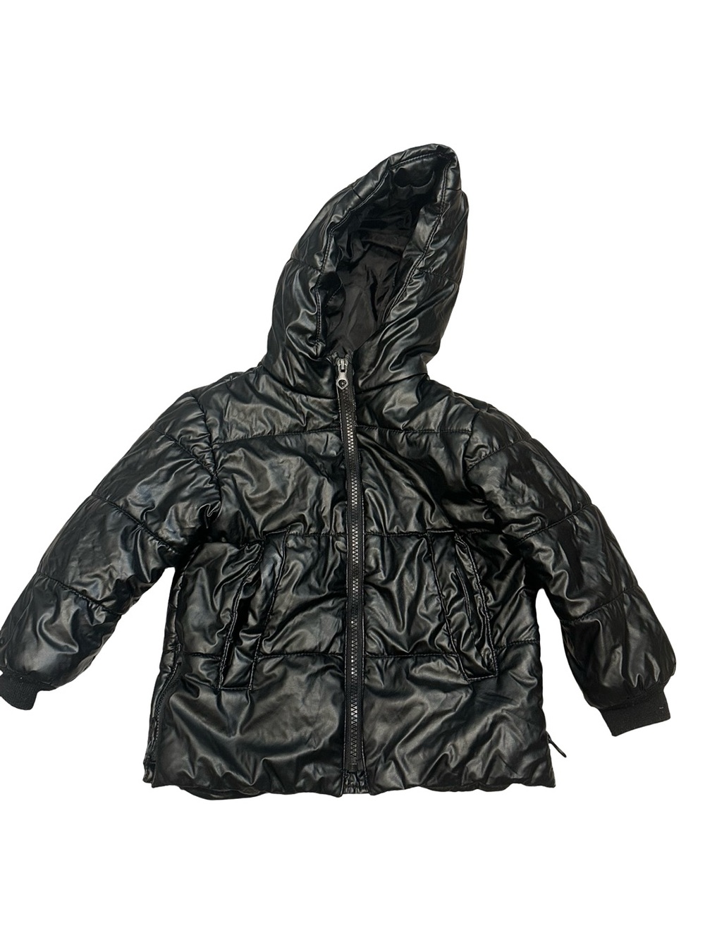 GUC Zara Toddler 18-24M Shiny Black Hooded Puffer Jacket
